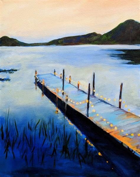 Lake and Dock Painting Archival Print of Original Oil Painting | Etsy