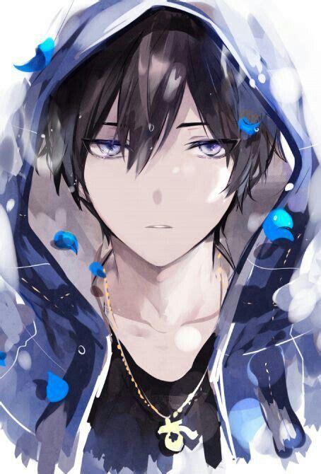 Anime boy, black hair, blue eyes, hoodie; Anime Guys | Anime-zeichnung ...