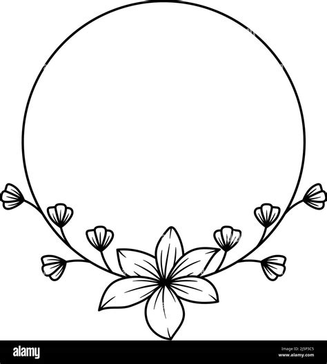 Floral frame circle outline icon design ilustration template vector ...