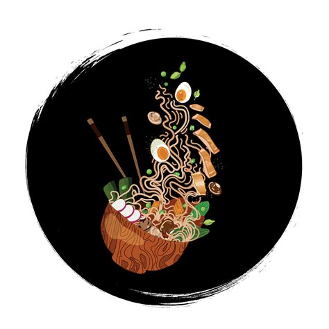 Ramen noodles bowl logo illustration.Vector food illustration hand ...