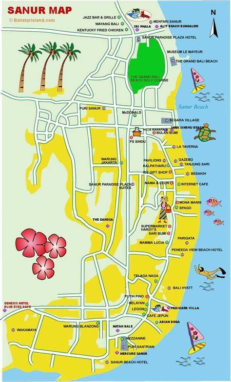 street map sanur bali, hotel map sanur bali, bali tourism map, bali ...