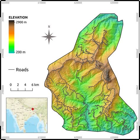 Location map of the Darjeeling district (India). Projection: WGS 84/UTM ...