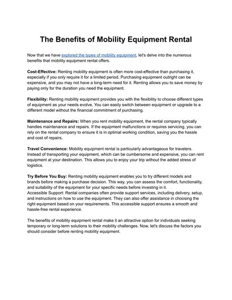 PPT - The Benefits of Mobility Equipment Rental PowerPoint Presentation ...