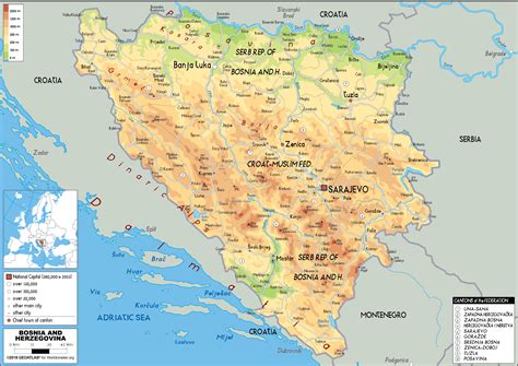 Bosnia and Herzegovina Map (Physical) - Worldometer