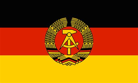 Flag of East Germany Using a Stylized Version of the Emblem : vexillology