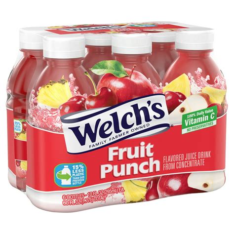 Welch's Fruit Punch Drink, 10 Fl Oz On-the-Go Bottle (Pack of 6 ...