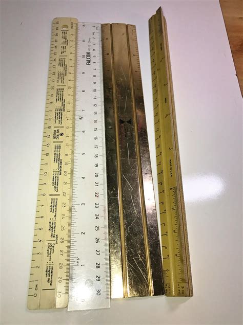 Rulers - metal wood and plastic lot of craft rulers