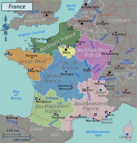 Large regions map of France | France | Europe | Mapsland | Maps of the ...