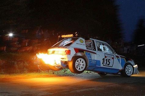 Pug 205 T16 Awesome Jump - Flames and Turbo Anti-lag | Rally car, 205 ...