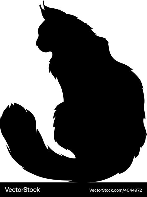 Furry cat silhouette Royalty Free Vector Image