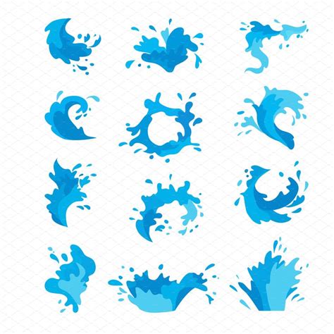 Water splashes vector set | Water splash vector, Water drawing, Abstract