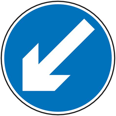 Keep Left Symbol Road & Car Park Traffic Sign Blue/White | Seton