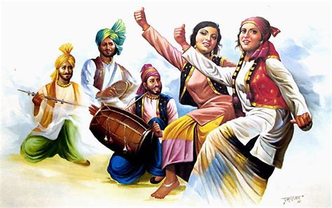 Bhangra Dancers from Punjab | Bhangra dance, Indian paintings, Indian ...