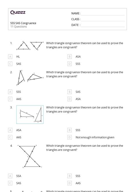 50+ congruent triangles sss sas and asa worksheets on Quizizz | Free ...