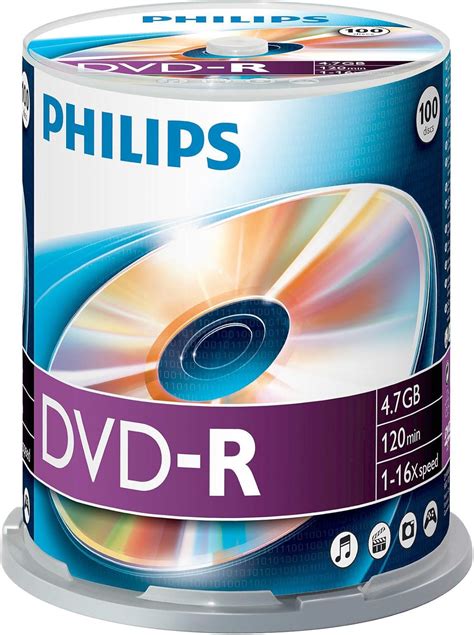 Philips DVD-R blank discs (4.7 GB data / 120 min Video/ 16x High Speed ...