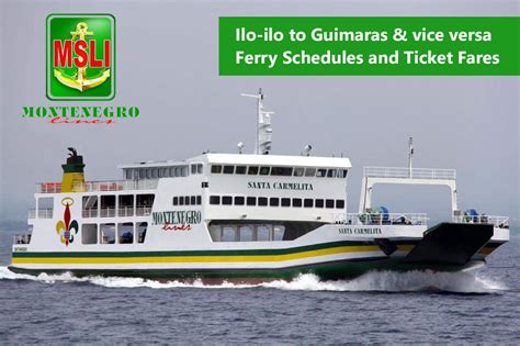 2020 Montenegro Lines Iloilo-Guimaras: Ferry Schedules and Fares