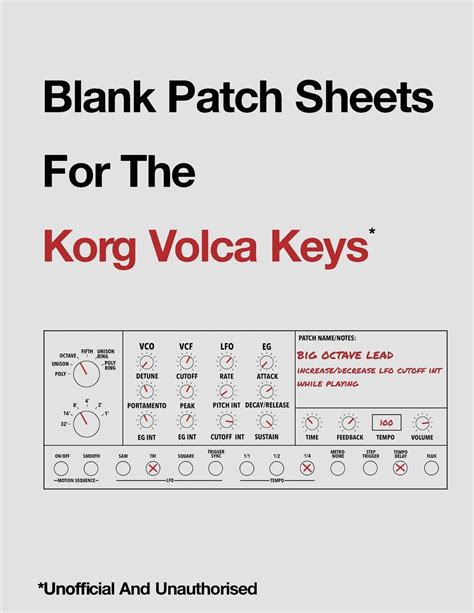 Blank Patch Sheets for the Korg Volca Keys : Unofficial and ...