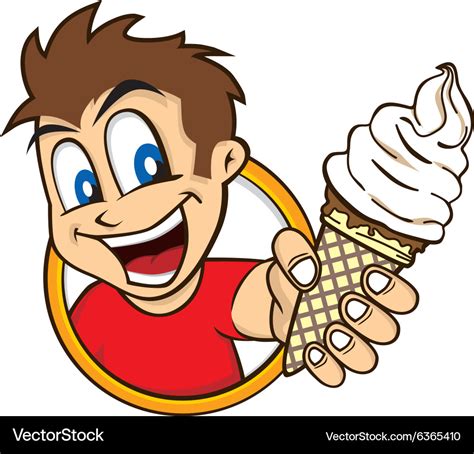 Cartoon guy holding ice cream Royalty Free Vector Image