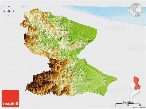 Physical Panoramic Map of Kalinga-Apayao, single color outside