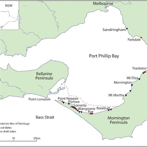 Map of Port Phillip Bay showing the location of shell middens with ...