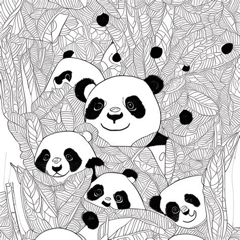 Panda Bear Line Art Drawing · Creative Fabrica