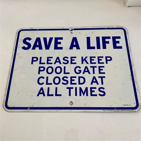 Vintage SAVE A LIFE Swimming Pool Sign For Sale at 1stDibs | vintage ...