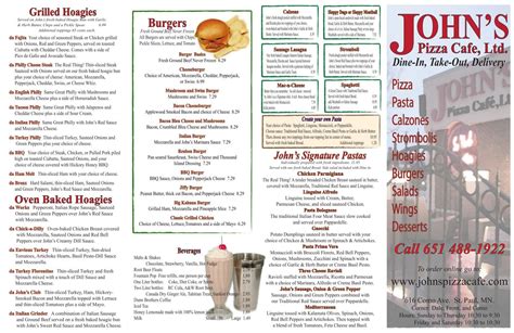 PDF version of this menu - John's Pizza Cafe