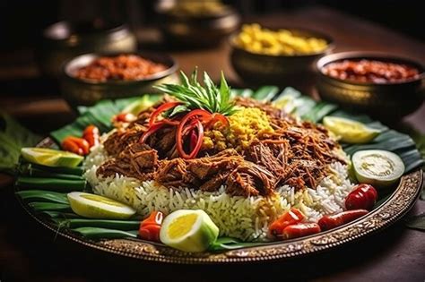 Premium AI Image | Spicy and flavorful nasi padang with beef background