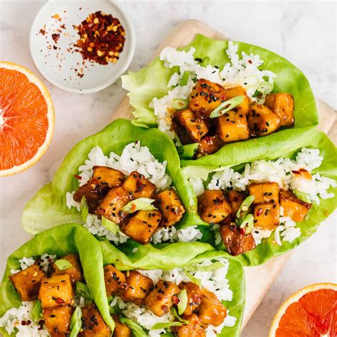 Vegan Orange Tofu Lettuce Wraps – Sunkist