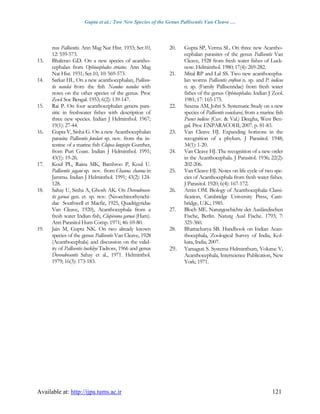 Two New Species of the Genus Pallisentis Van Cleave, 1928 ...