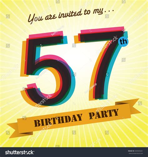 57th Birthday Party Invite Template Design Stock Vector (Royalty Free ...