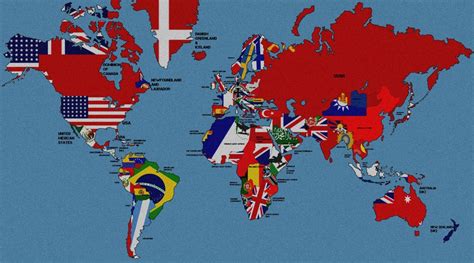 A (mostly) accurate world map depicting all flags of the respective ...