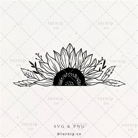 Half Sunflower Bouquet SVG & PNG Clipart Sublimation Graphic - Etsy