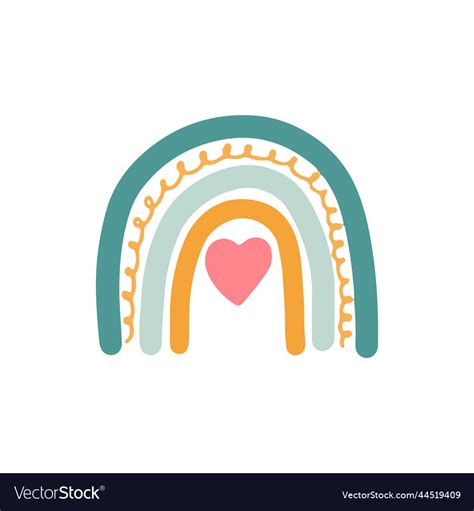 Pastel boho rainbow cute hand drawn modern Vector Image