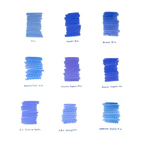 9 Blues Fountain Pen Ink Samples - InexPens