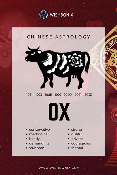 Ox - Chinese Astrology and Zodiac Sign | Chinese zodiac signs, Zodiac ...