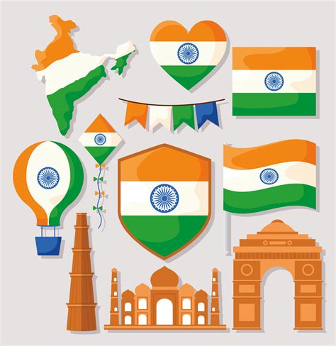 india independence icons 4083106 Vector Art at Vecteezy