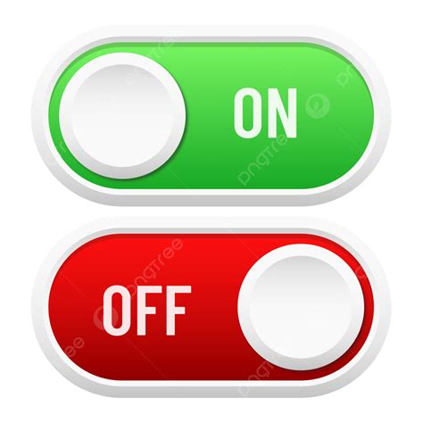 Set Of On Off Switch Button Design In White With Red And Green ...