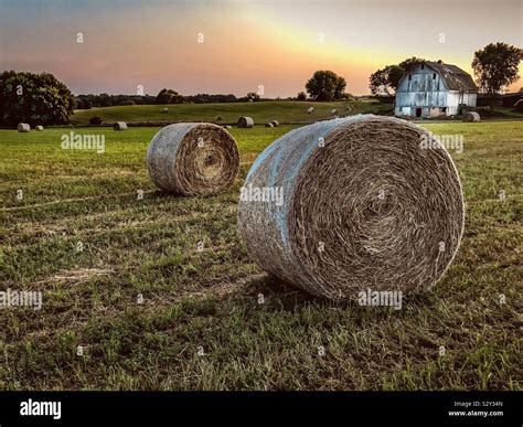 Big hay bales near Stillwater, Minnesota Stock Photo - Alamy