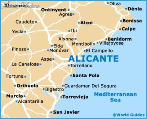 Alicante Map - TravelsFinders.Com