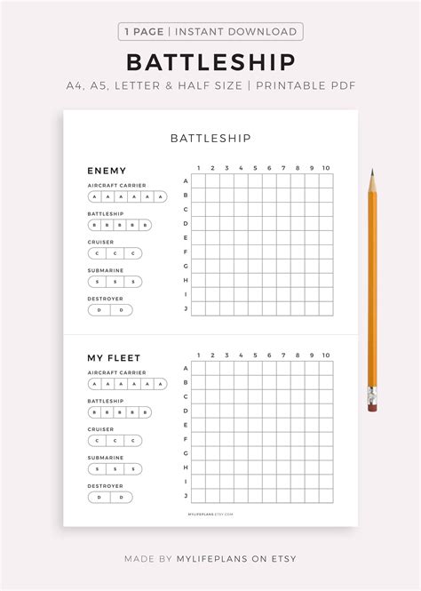 Battleship Game Board Template