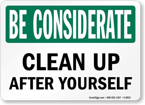 Free Printable Clean Up After Yourself Signs