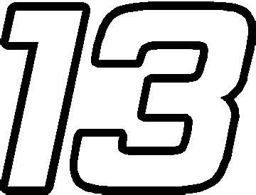 NASCAR Decals :: 13 Race Number Hemi Head Font Decal / Sticker