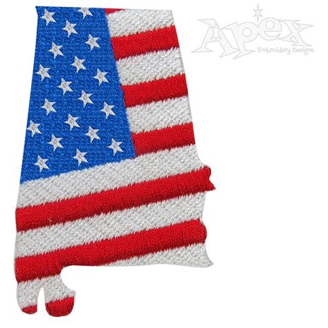 Alabama USA Flag Embroidery Design. | Apex Monogram Designs & Fonts