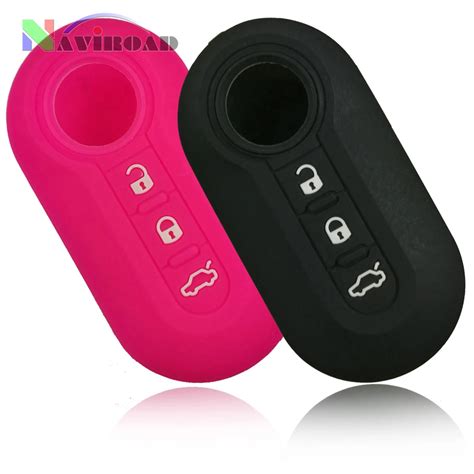 Silicone Car key cover Fob Case Skin Shell Jacket For Fiat 500 3 Button ...