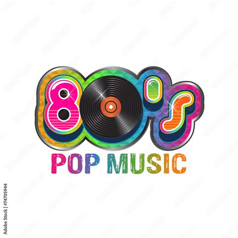 80s pop music vinyl disc logo Stock Vector | Adobe Stock