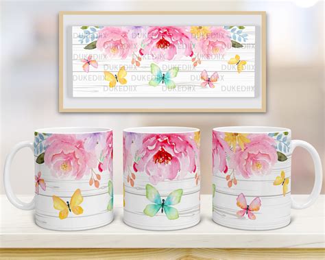 11oz Mug Sublimation Designs Wood Butterfly Flower Floral Mug - Etsy UK