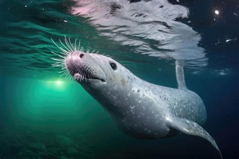 Premium Photo | A narwhal swimming gracefully in its natural Arctic habitat