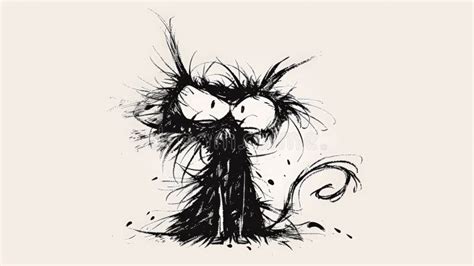 Frazzled Feline: Ink Cartoon Cat Stock Photo - Image of doodle, graphic ...