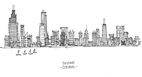 Chicago Skyline Outline Drawing at PaintingValley.com | Explore ...